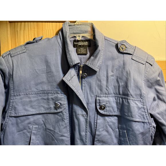 Nordstrom Women’s M VTG Jacket Point Of View Blue Bomber Safari Canvas LS Pocket - Picture 4 of 11